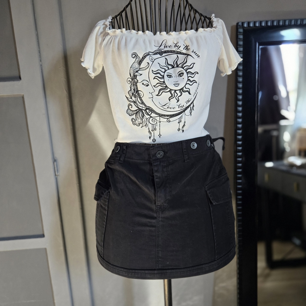 Fashion Nova White and Black Sun Graphic Top